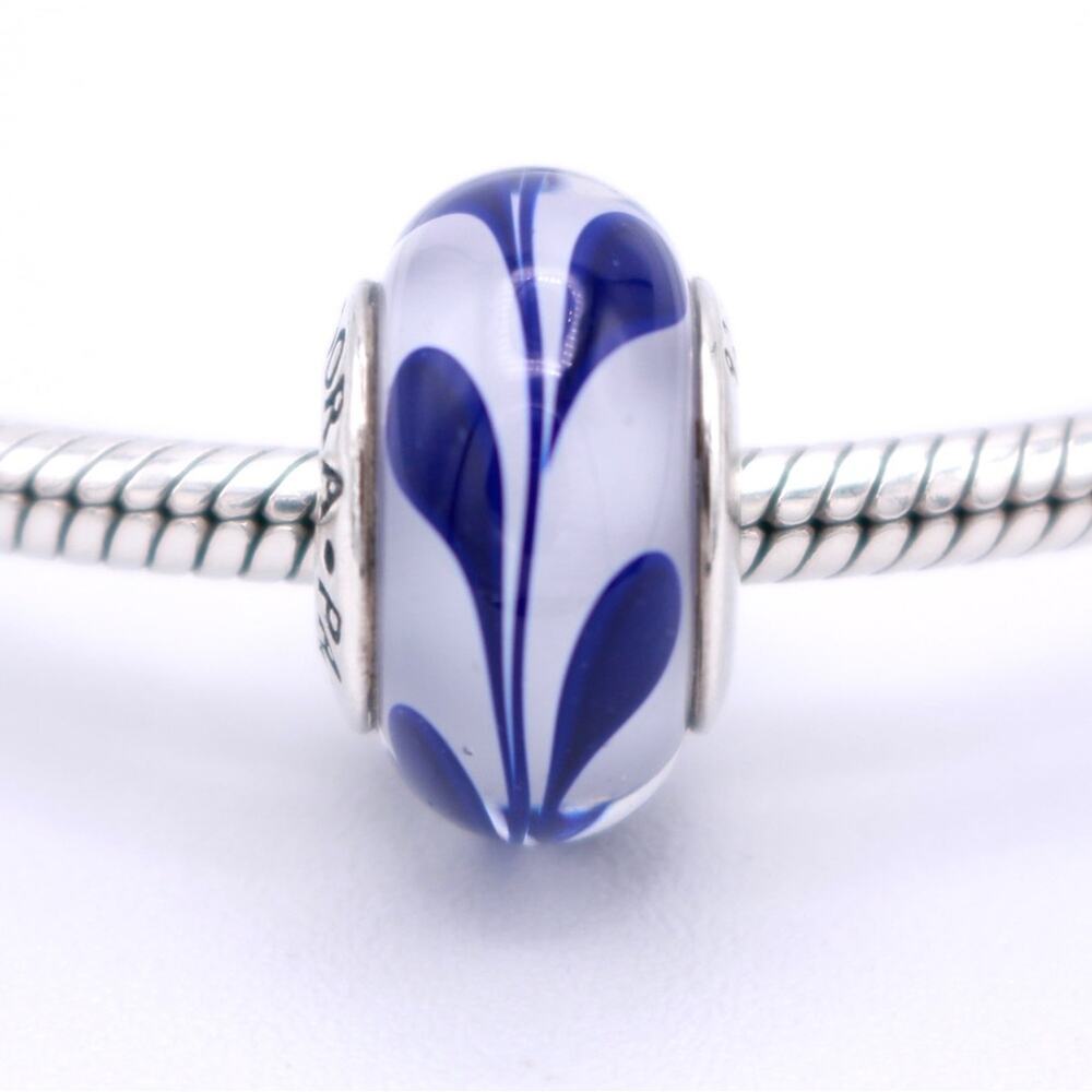Authentic PANDORA Blue Swirl Murano Glass Bead - 790675